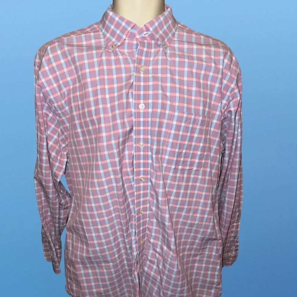 Vineyard Vines Classic Fit Murry Shirt Blue Pink Check Button Up Size XL #83 - Picture 3 of 6